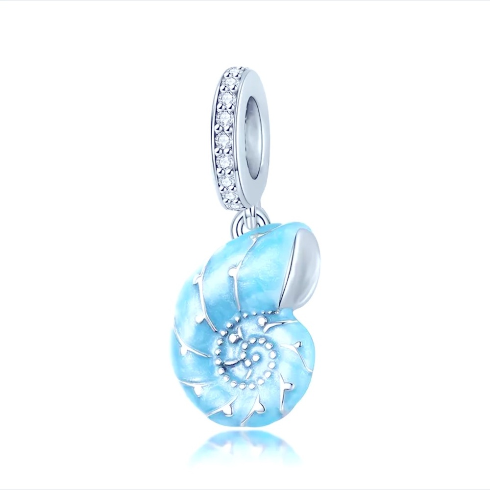 $5🔥 Silver Blue Conch Shell Charm Pandora Style